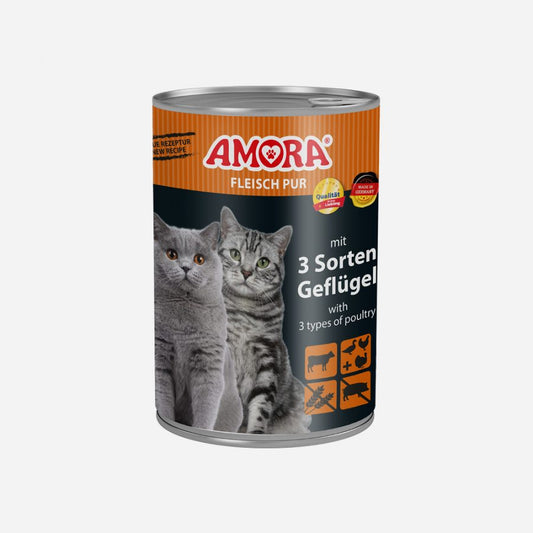 AMORA Cat Fleisch Pur 3 Geflügel 6x400g